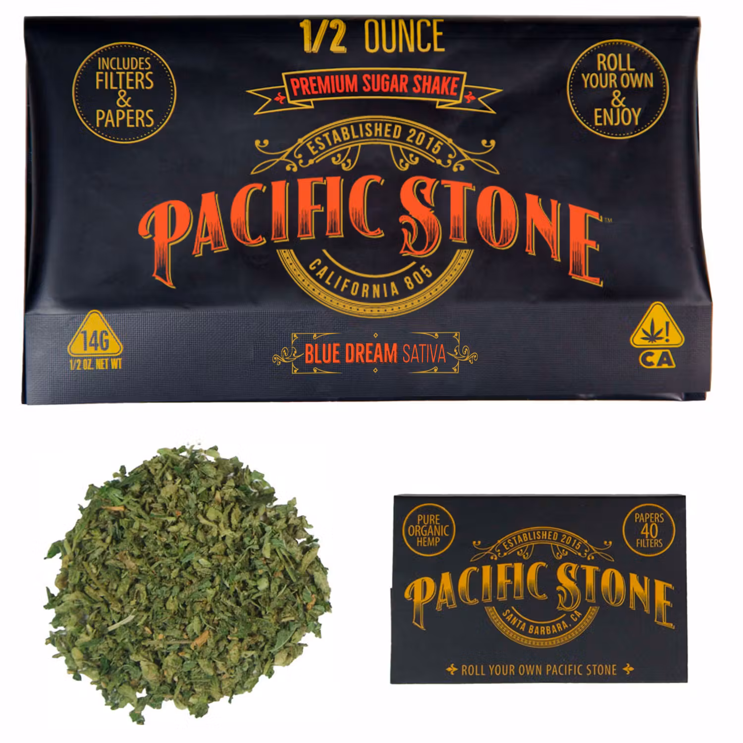 Photograph of product: Blue Dream Strain - 14g Roll Your Own | Pacific Stone