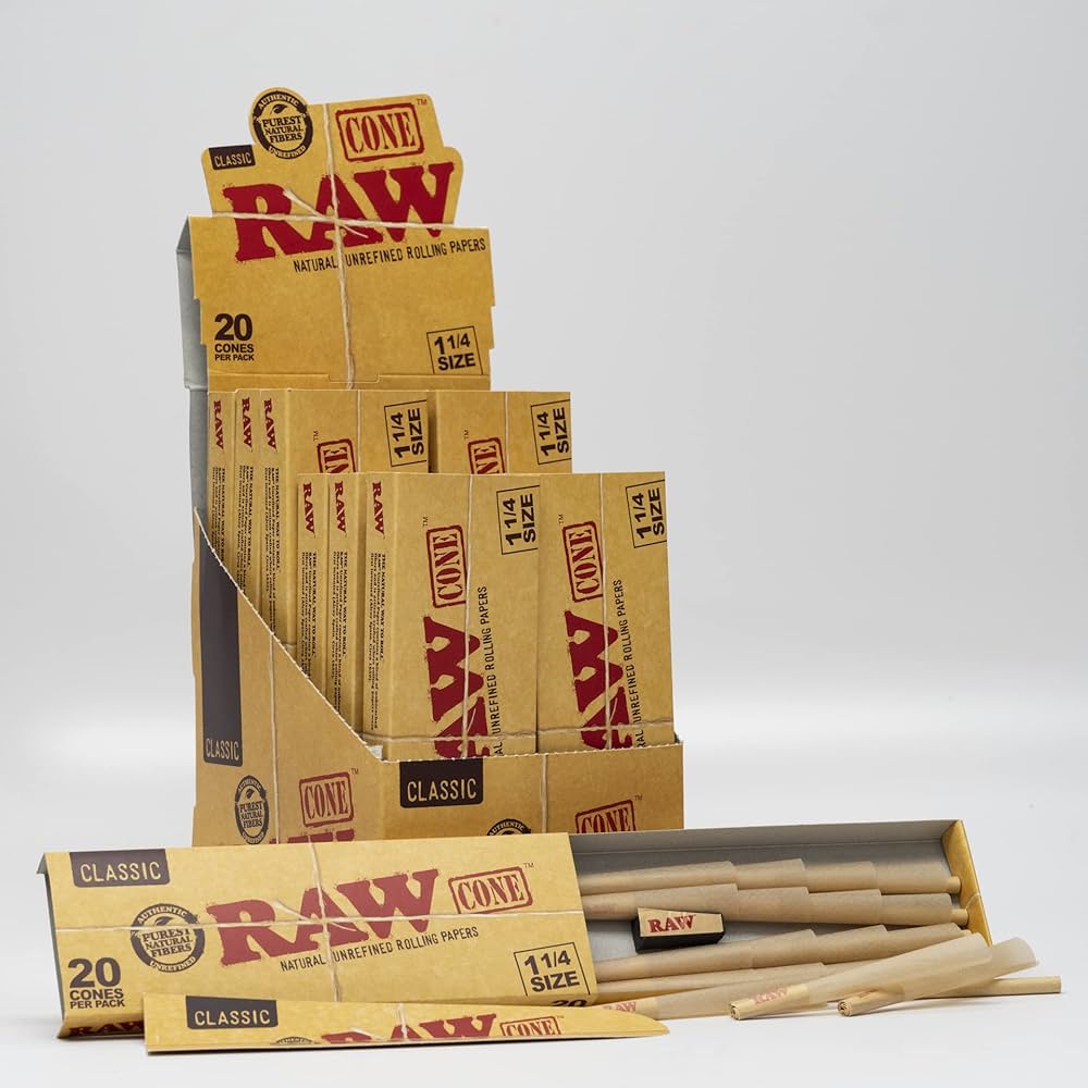 Photograph of product: RAW Classic | Pre-Rolled Cones 1 1/4 size | 20pk