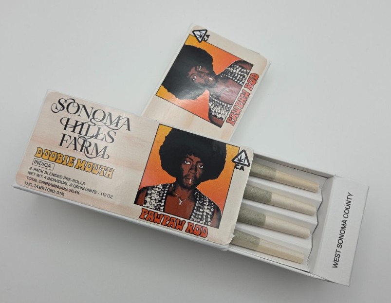 Photograph of product: SONOMA HILLS FARMS DOOBIE MOUTH PREROLL 4 PACK INDICA 3.2G