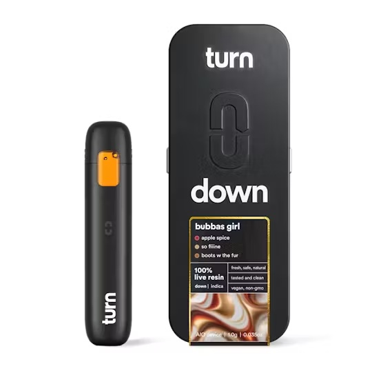 Photograph of product: Turn Down | Bubbas Girl Live Resin AIO Vape | 1g
