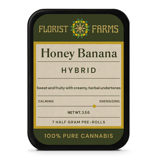 Photograph of product: Florist Farms | Honey Banana | 1/2 Gram Joints | 7 pack