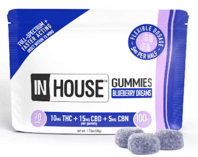 Photograph of product: In House 2:1 Blueberry Dream Gummies 100mg 20pk (TH-oui:CBN)