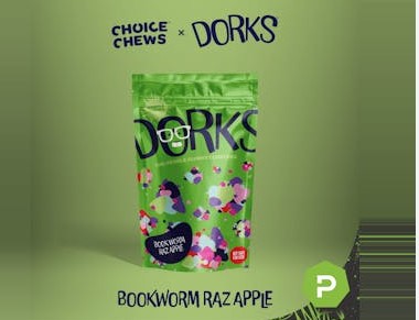 Photograph of product: Book Worm Raz Apple 200mg Dorks Gummy Clusters