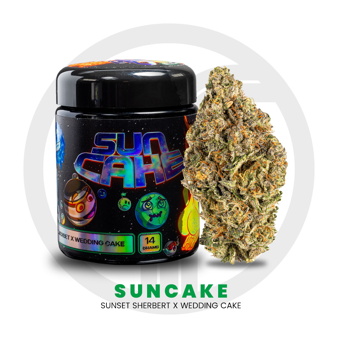 Photograph of product: Freshy Fine Prepackaged Flower Jar | Sun Cake - 14g