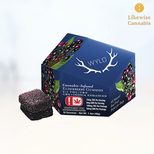 Photograph of product: 10-PACK 300MG THC 50MG CBN ELDERBERRY 2:1 THC/CBN NIGHTTIME GUMMIES - WYLD