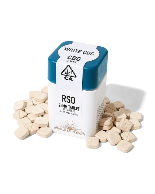 Photograph of product: White CBG 25mg RSO Tablets - Tablet