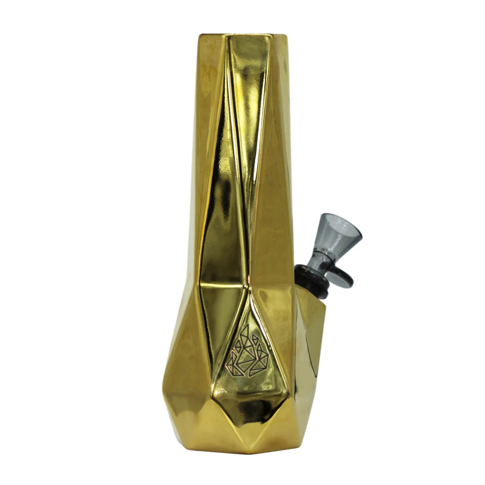 Photograph of product: Limited Edition Gold Hexagon Ceramic Water Pipe by BRNT
