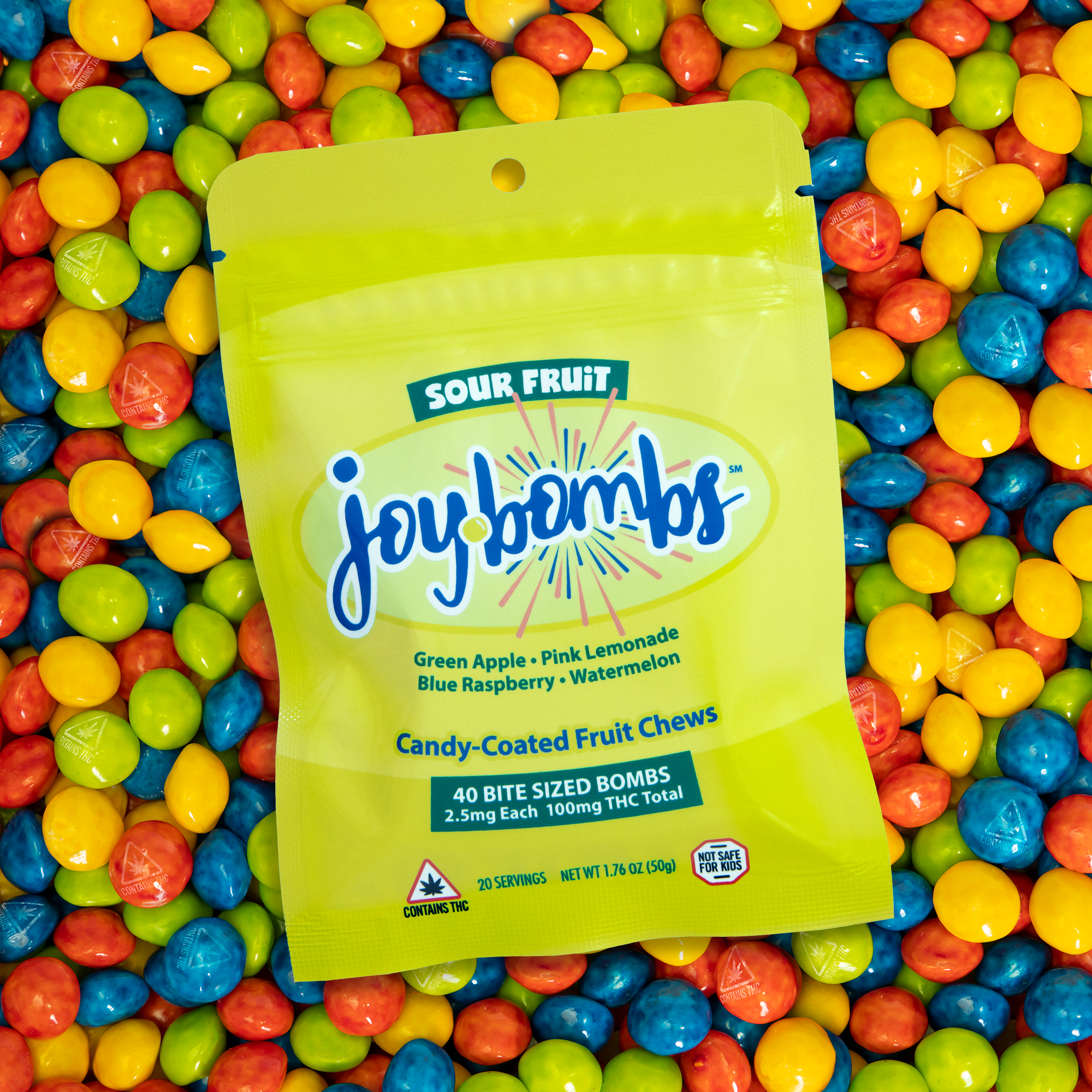 Photograph of product: Joybombs - Sour Fruit - Chews - 100mg