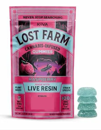 Photograph of product: Lost Farm Live Resin Gummies Raspberry x Sunset Mintz