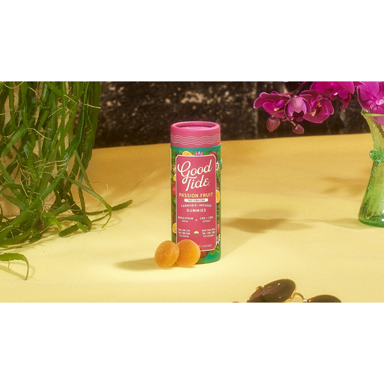 Photograph of product: 10pk Good Tide Passion Fruit Gummies Oui'd Rosin + CBD + CBN ncmx