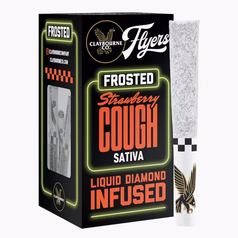Photograph of product: STRAWBERRY COUGH FROSTED 5 PACK INFUSED PREROLLS