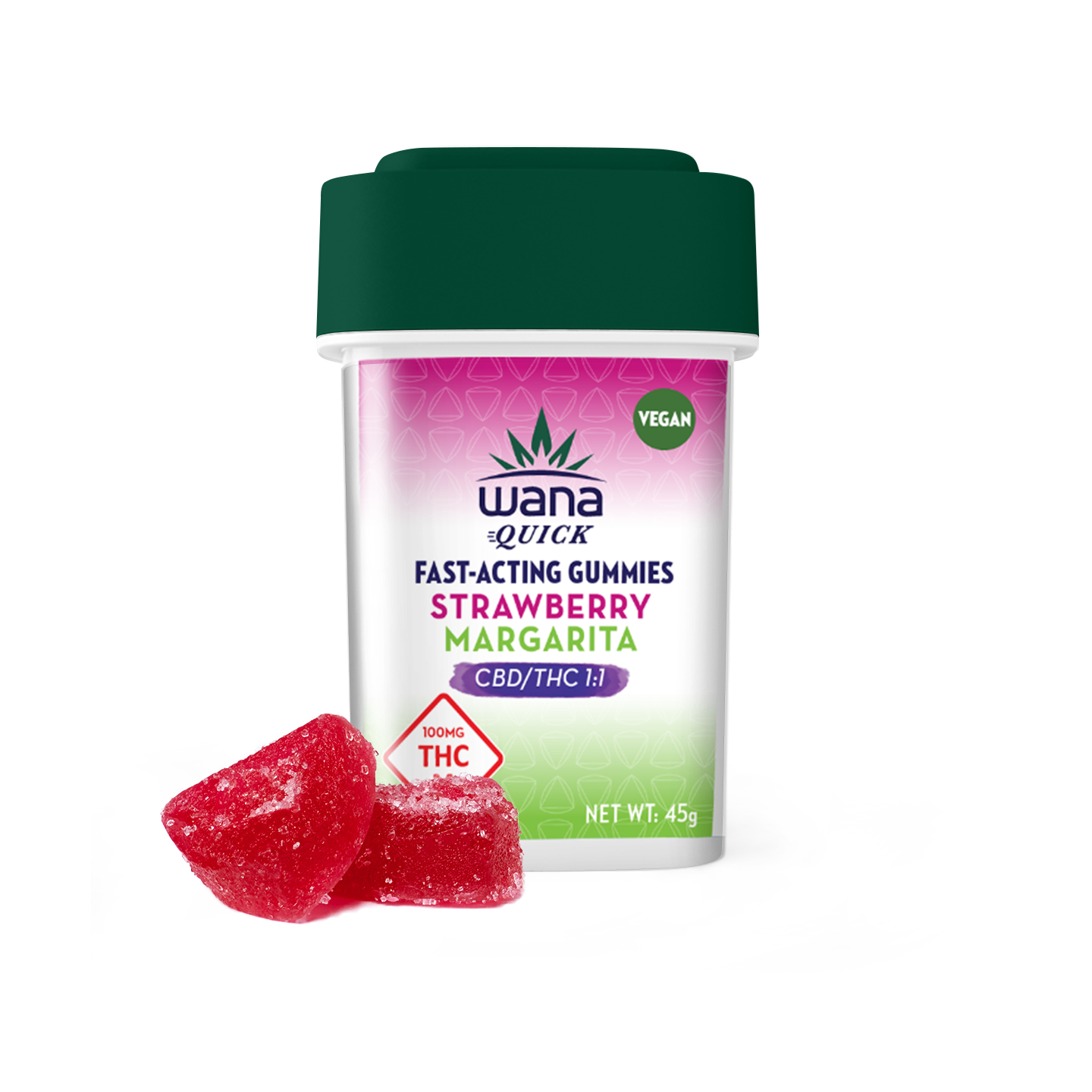 Photograph of product: Wana | Gummies | Quick 1:1 Strawberry Margarita 100mg