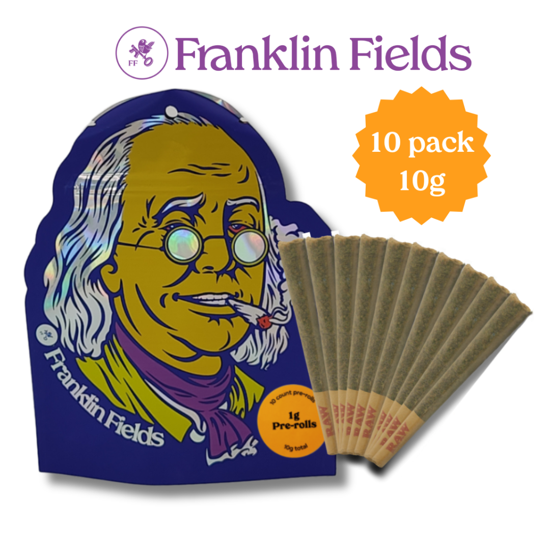Photograph of product: Franklin Fields - 10g Pre-Rolls (1g 10pk) - First Class Funk