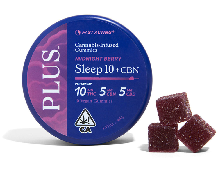 Photograph of product: Midnight Berry 10:5:5 TH-oui:CBN:CBD Sleep GUMMIES - PLUS