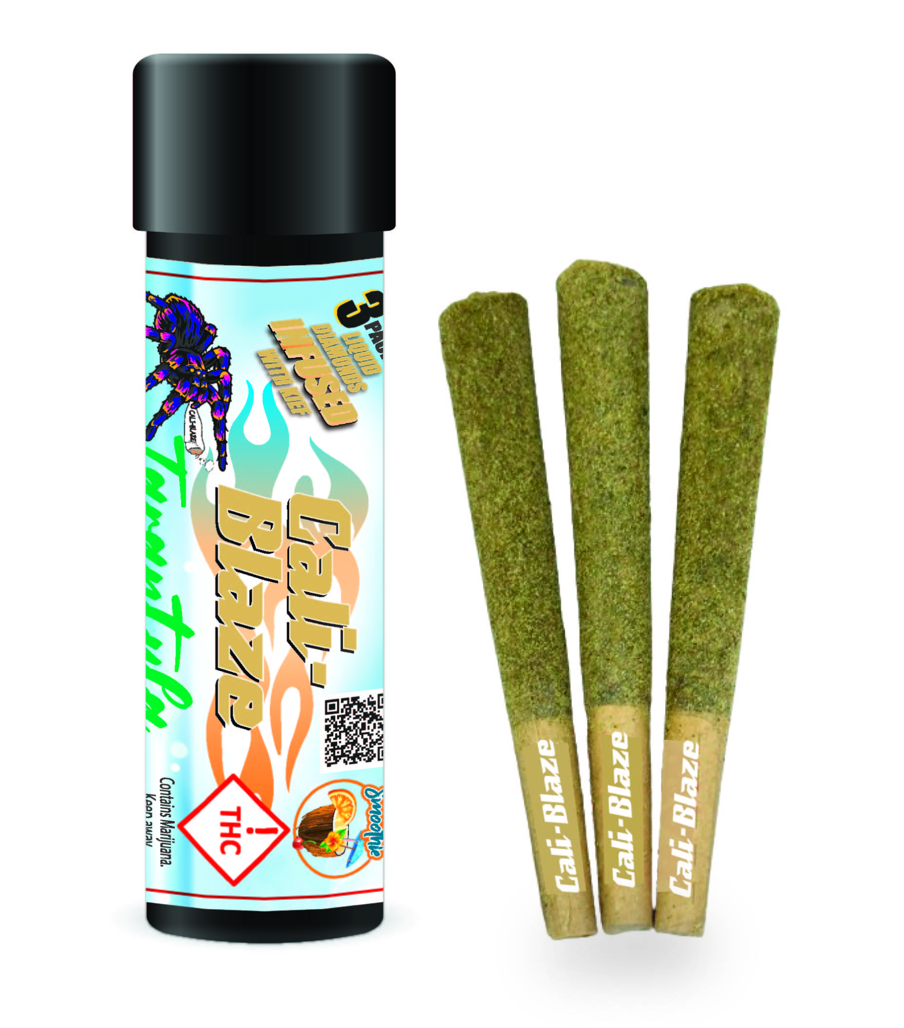 Photograph of product: Cali Blaze Tarantula Tropical Smoothie Infused Joint 3 Pack 3g
