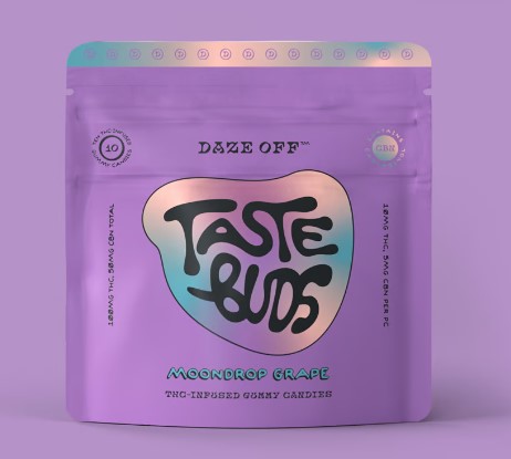 Photograph of product: AZ Daze Off Taste Buds Gummies - Moondrop Grape 100mg (10pk) with CBN