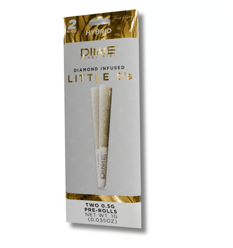 Photograph of product: Dime Ind. Diamond Infused Little D's 2pk 1g - Animal Sheb Mintz - (H)