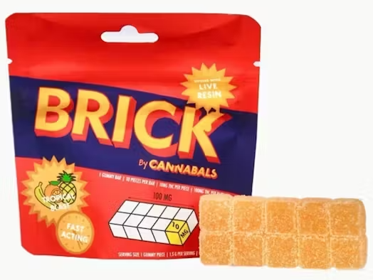 Photograph of product: Cannabals | Brick | Gummies 10 Pack | Tropical Burst | 100mg