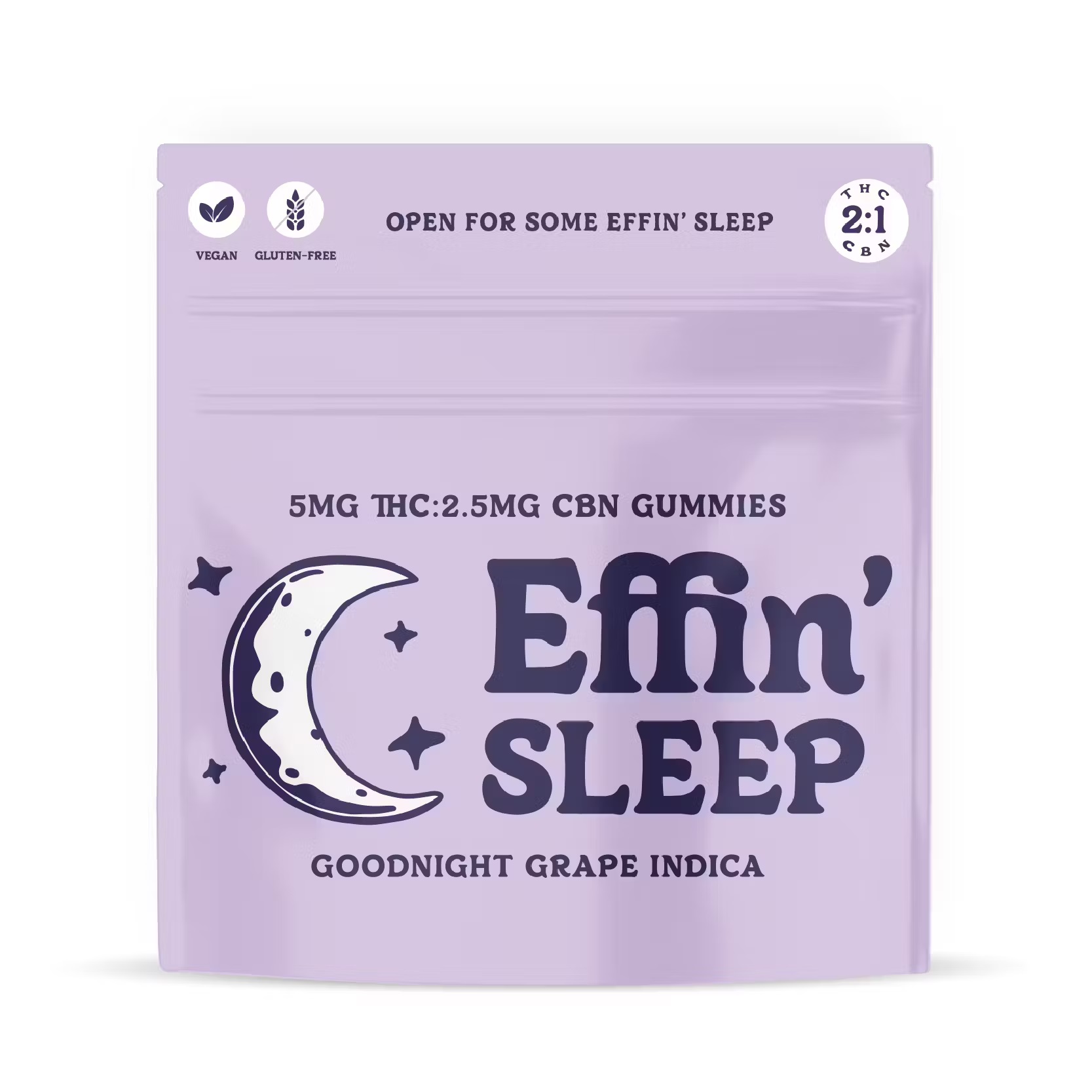 Photograph of product: Effin Sleep Goodnight Grape 2:1 TH-oui:CBN Gummies 5mg x 10-Pack