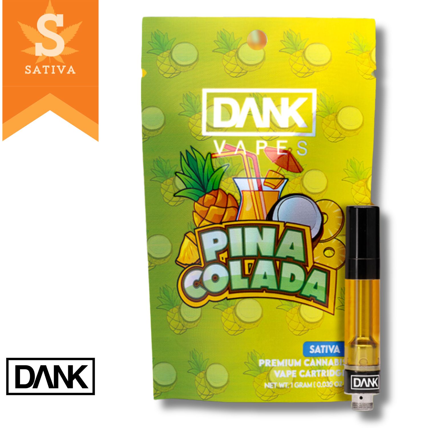 Photograph of Product: Dank | Vaporizer | Cartridge 1.0g | 1pk | Pina Colada | 1ml