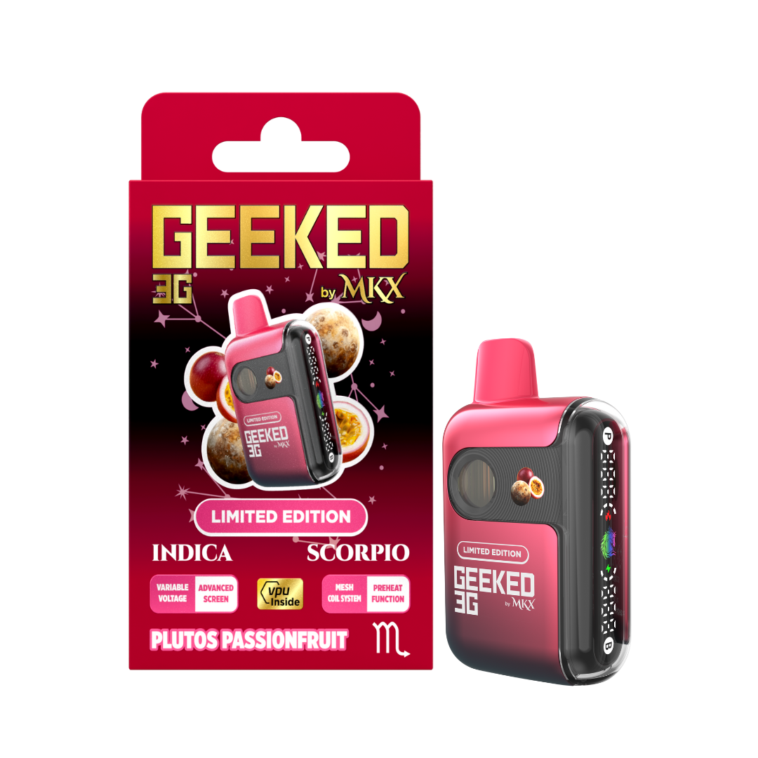 Photograph of product: Geeked By MKX - 3g Disposable *LIMITED EDITION* - Plutos Passionfruit - Indica
