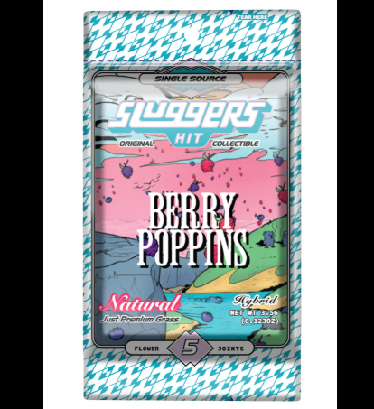 Photograph of product: Sluggers Hit Naturals Berry Poppins Preroll 5pk 3.5g