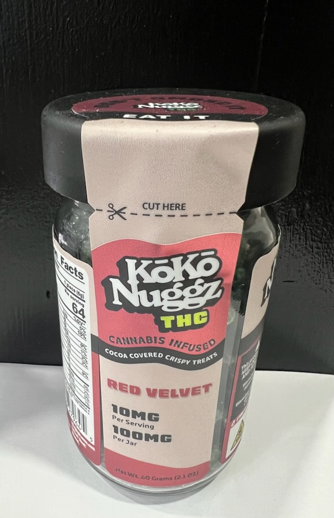 Photograph of product: Koko Nuggz | Red Velvet | Crispy Treats | 100mg