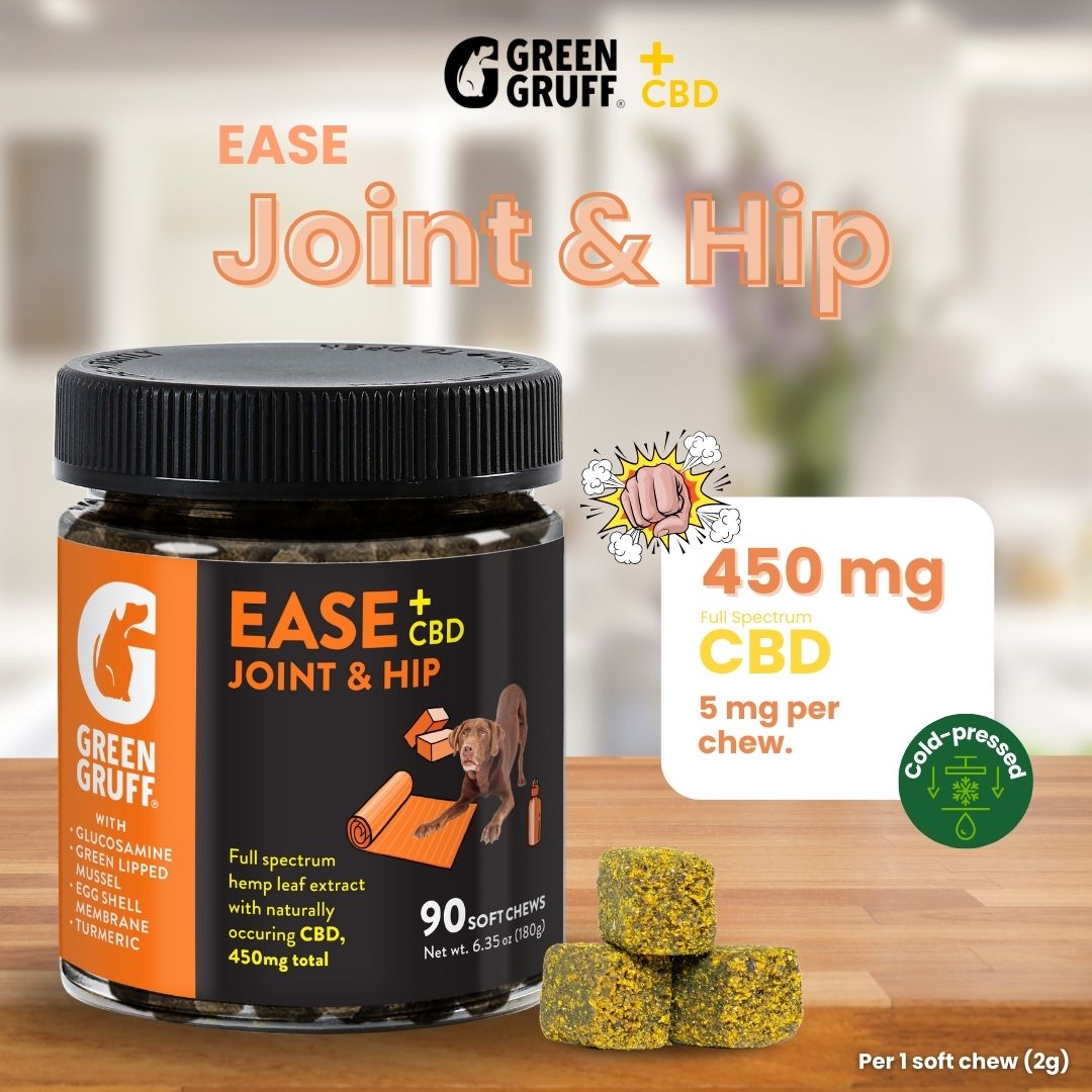 Photograph of Product: Green Gruff | Ease Joint & Hip | 90 Soft Chews for Dogs | 450mg CBD