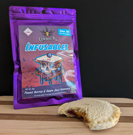 Photograph of product: Cowboy RX - Edible - PB and J - (H) - Grape - 50mg