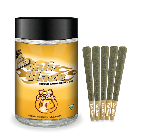 Photograph of product: Cali Blaze Vanilla Lave Cake Liquid Diamonds 5 pack 3.5G