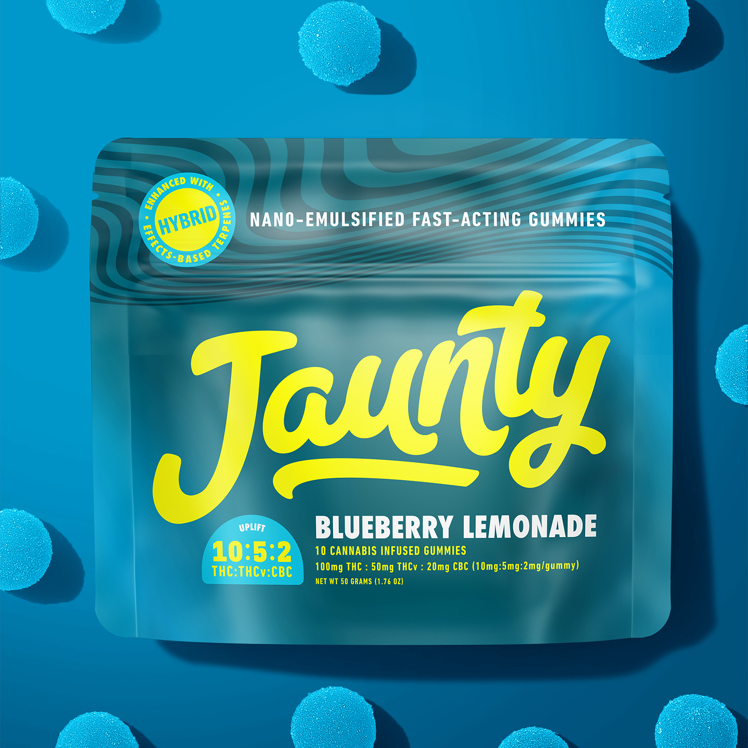 Photograph of product: Jaunty | Blueberry Lemonade Gummy 2ct | Edible | 20mg