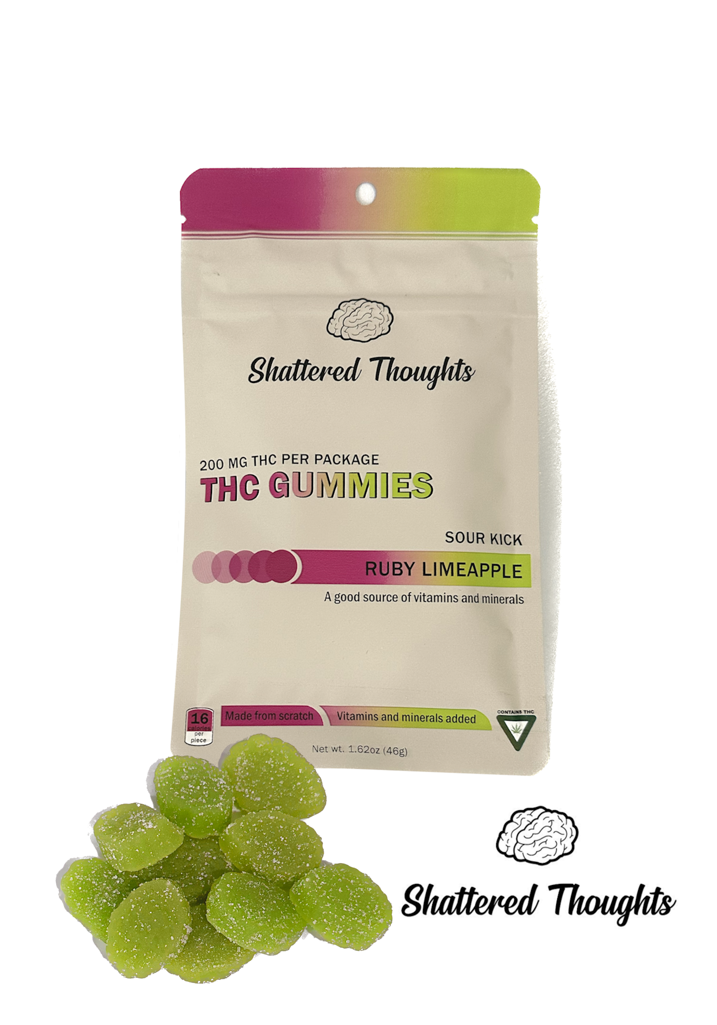 Photograph of product: Shattered Thoughts Ruby Limeapple Gummies | 200mg