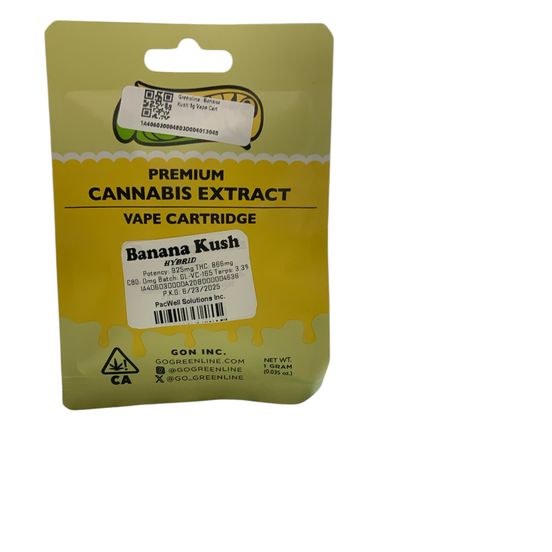 Photograph of product: Greenline - Banana Kush 1g Vape Cart - 