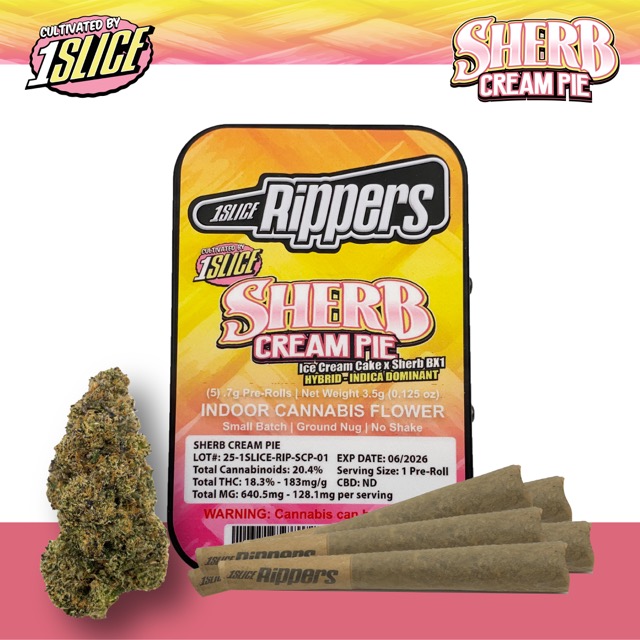 Photograph of product: 1 Slice - Sherb Cream Pie - 5pk Pre Rolls
