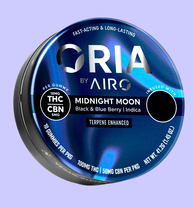 Photograph of product: Oria - Midnight Moon 2:1 TH-oui CBN 100mg 10pk Gummies