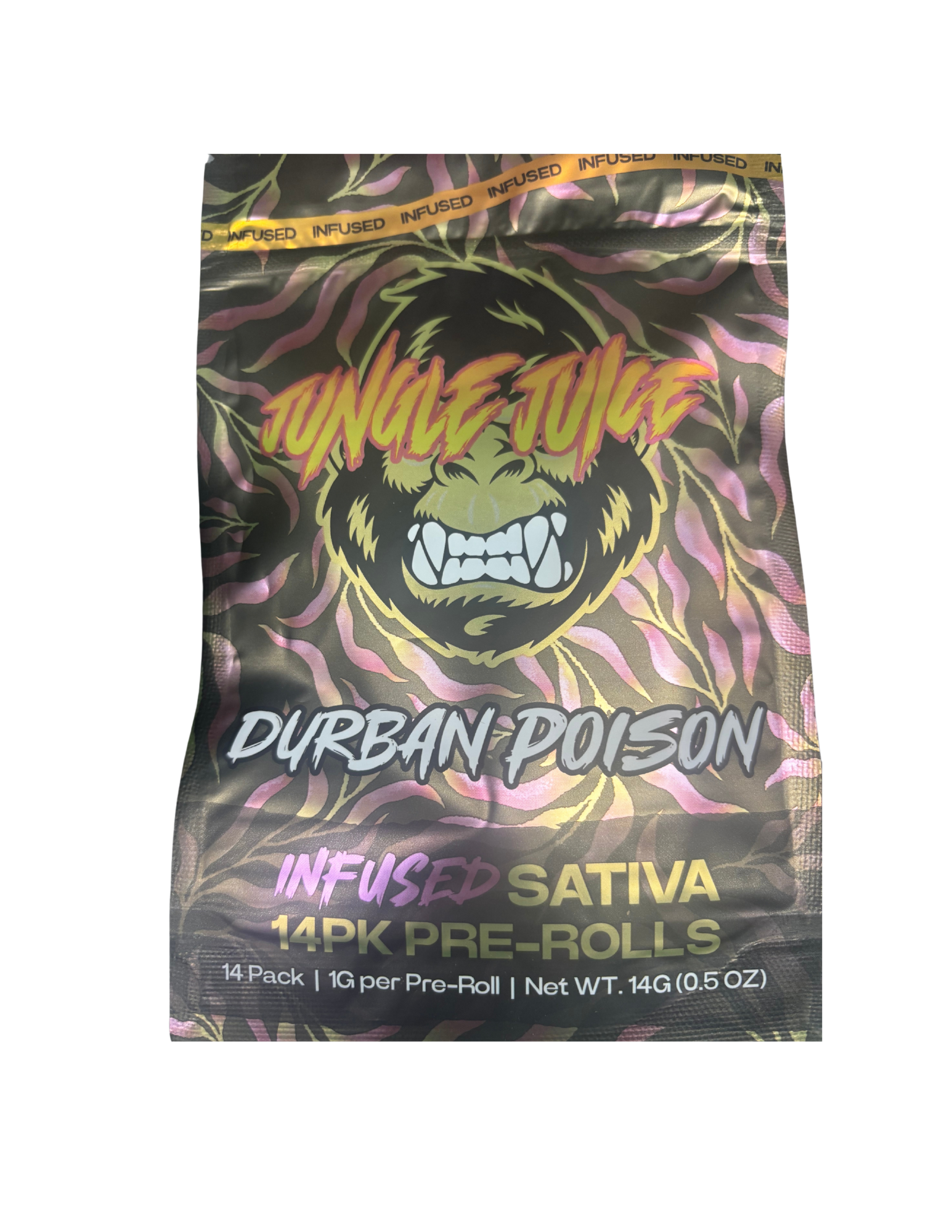 Photograph of product: Infused Pre-Roll | 14pk | Durban Poison | 14g | Jungle Juice