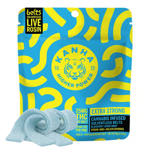 Photograph of product: KANHA BLUEBERRY LEMON DROP LIVE ROSIN 4PK BELTS 100MG