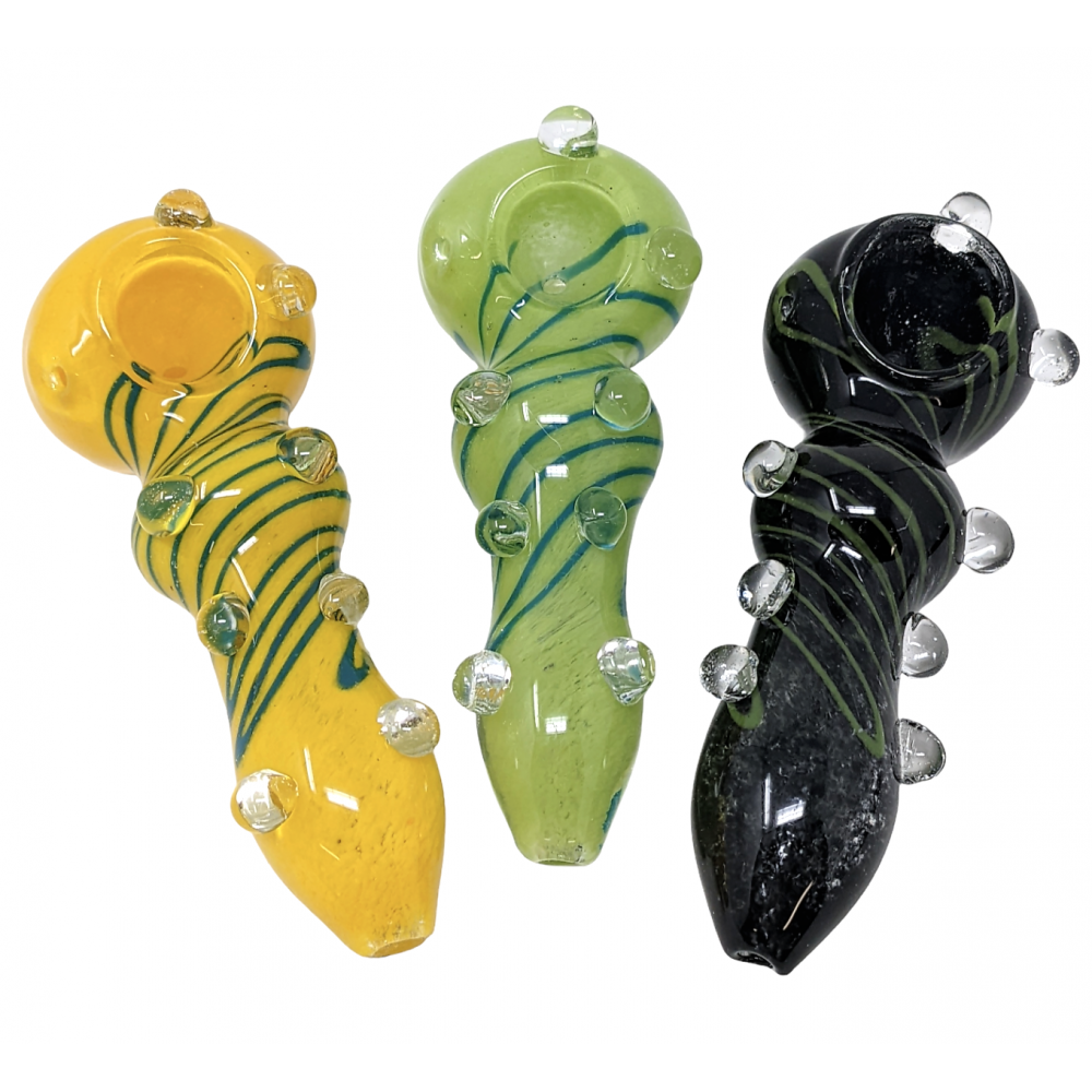 Photograph of product: SirEEL - 4" Frit & Multi Marbles Glass Hand Pipe - Assorted Colors