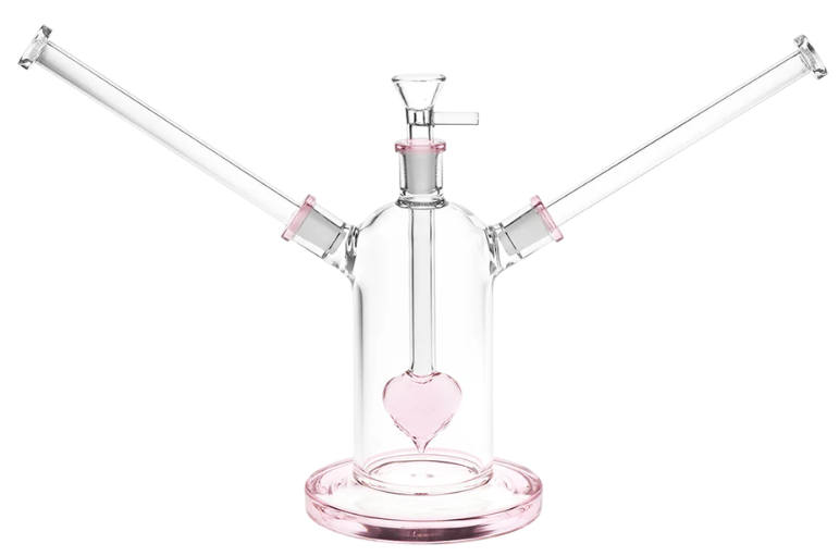 Photograph of product: Date Night Heart Perc Dual Neck Glass Water Pipe - 7" / 14mm F