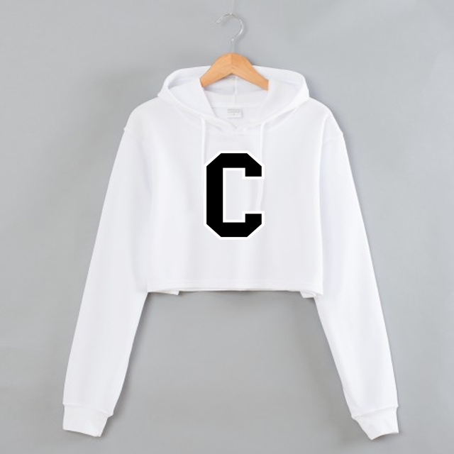 Photograph of product: The Circle | Womens White Letterman C Pullover Hoodie | Small