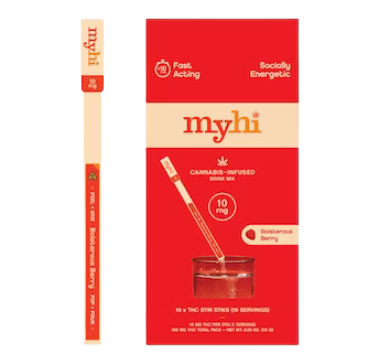 Photograph of product: MyHi - Boisterous Berry - 10 pk TH-oui Stir Stick - 100mg