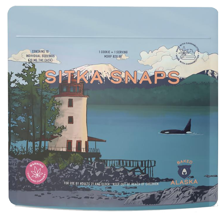 Photograph of Product: Sitka Snaps (100mg) Ginger Snap Cookies by Baked Alaska