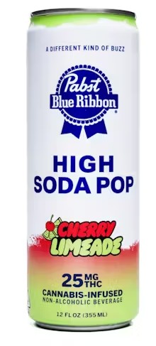 Photograph of product: PABST BLUE RIBBON CHERRY LIMEADE HIGH SODA POP HYBRID 25MG