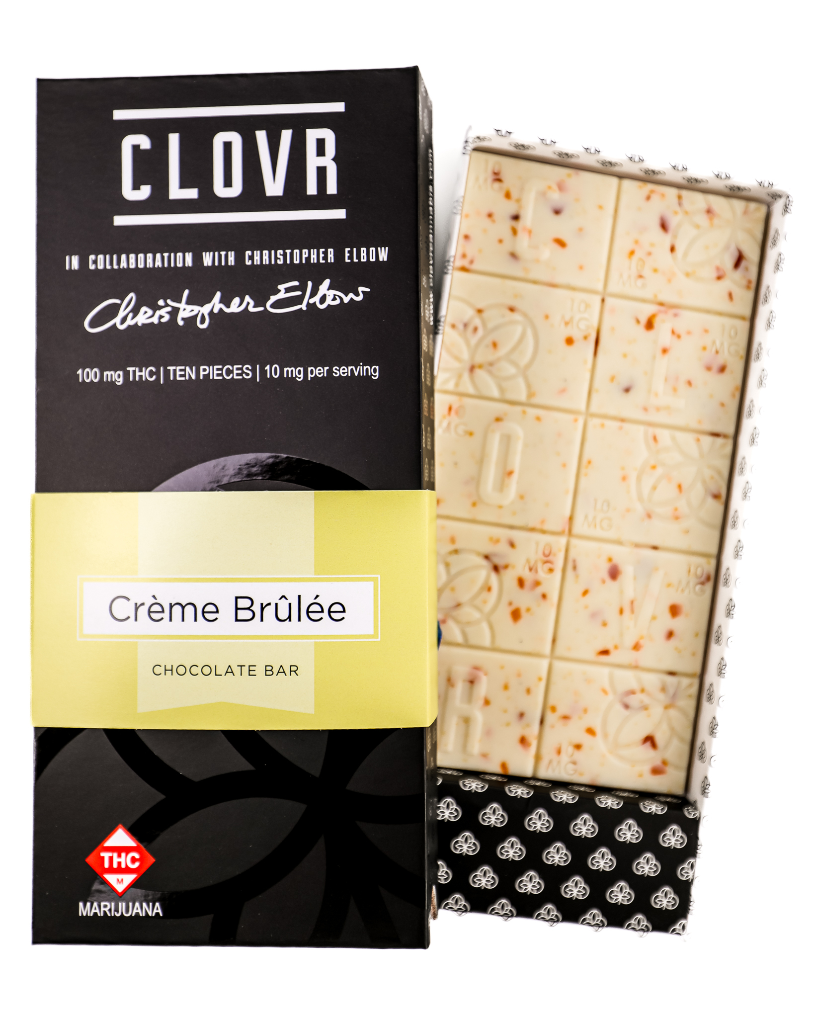 Photograph of product: Clovr - White Chocolate Bar Crme Brulee - 100mg
