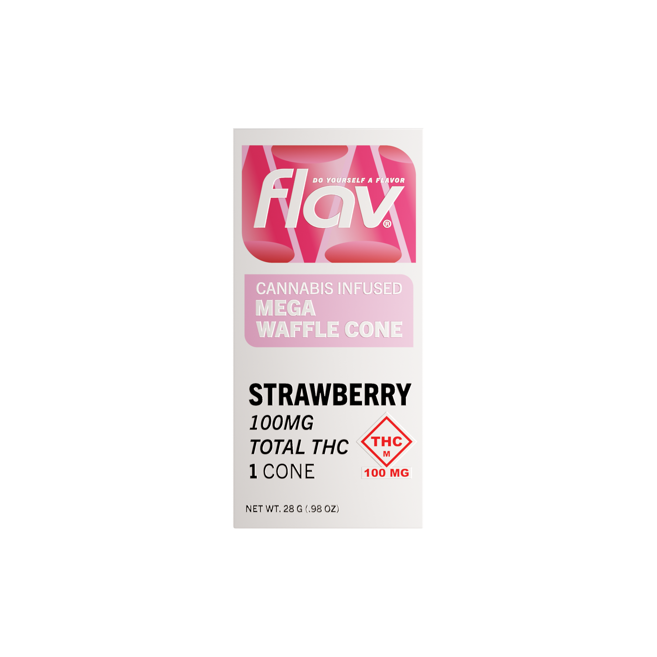 Photograph of Product: Strawberry Mega Waffle Cone (100mg)
