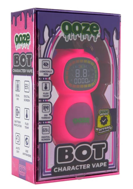 Photograph of product: ESD | Ooze | Bot Character | 510 Battery | 650 mAh | Atomic PInk | 1