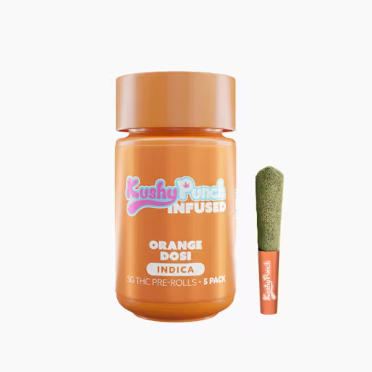 Photograph of product: Kushy Punch Orange Dosi Infused Mini 5pk Prerolls (2.5g)