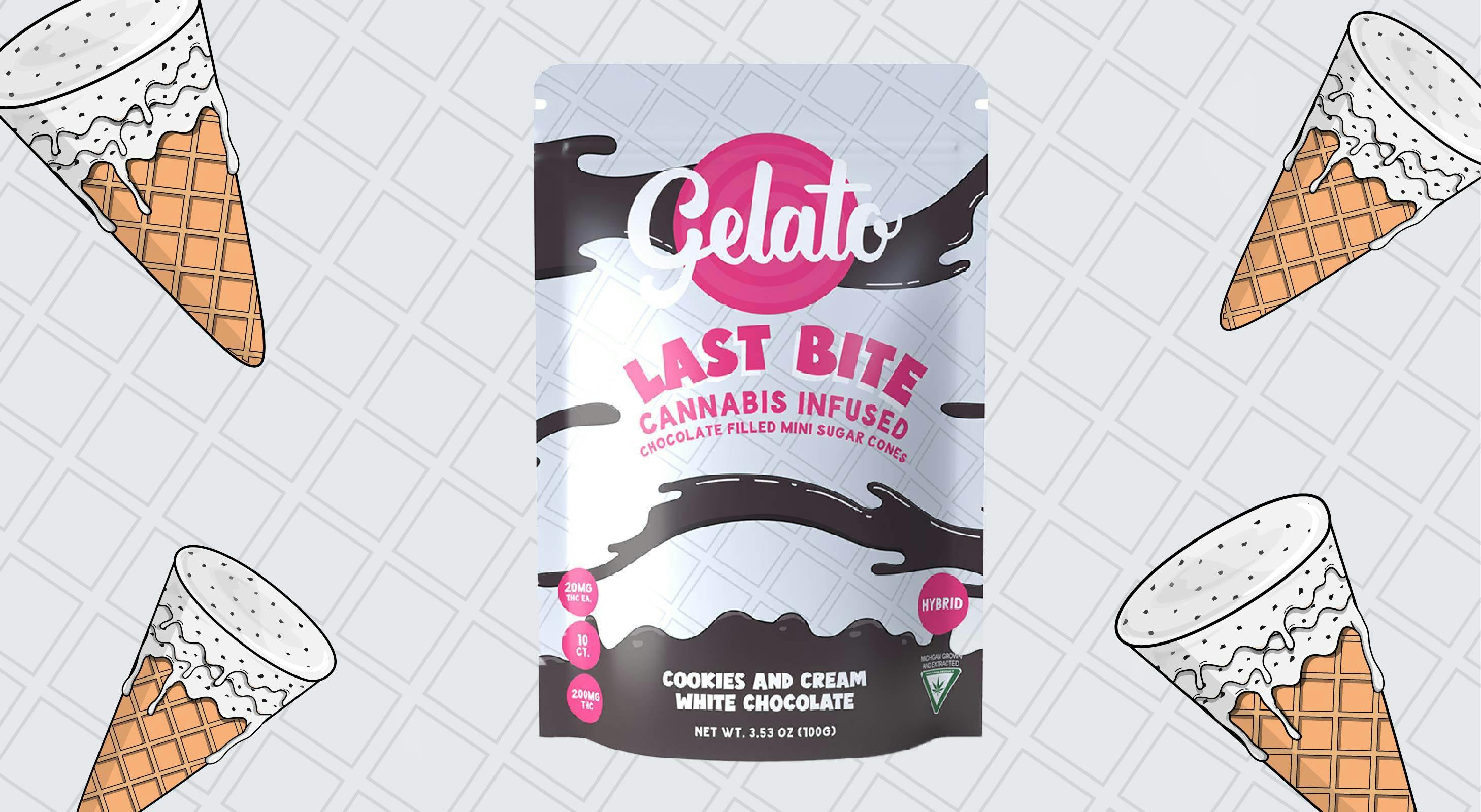 Photograph of product: Gelato Last Bite Ice Cream Cone Tips Cookies & Cream | 200mg