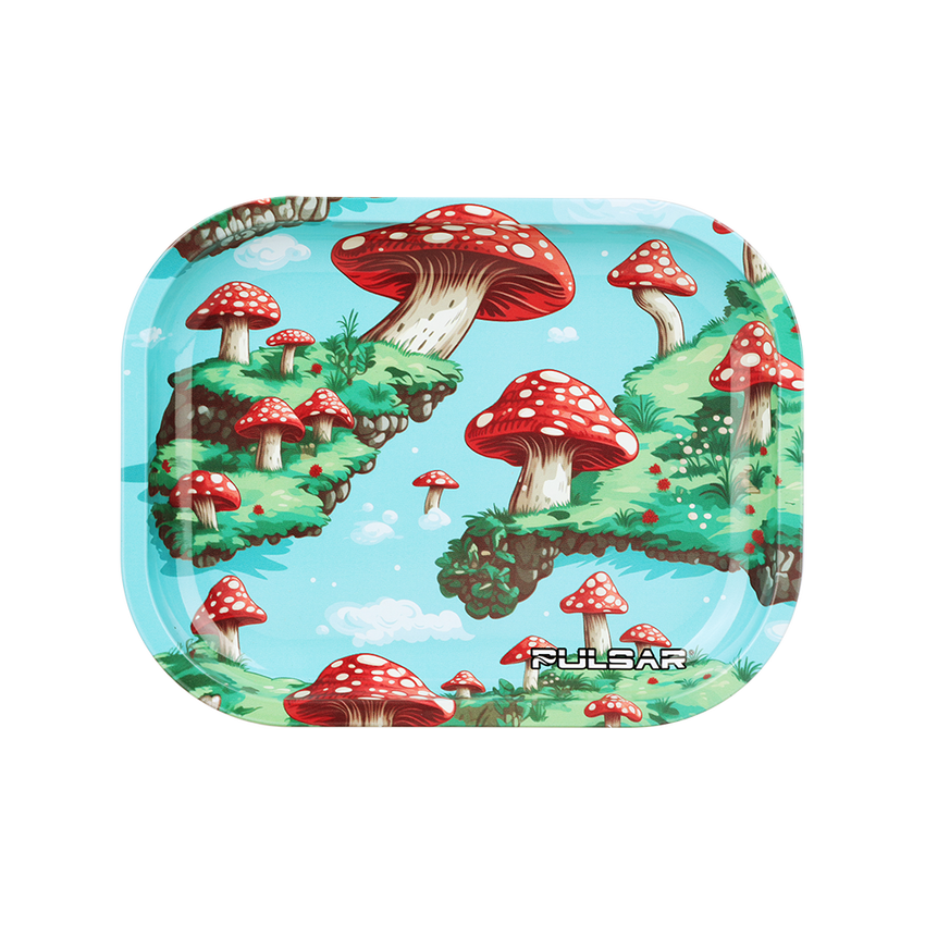 Photograph of product: Pulsar Mini Metal Rolling Tray | Floating Mushrooms | 7"x5.5" |