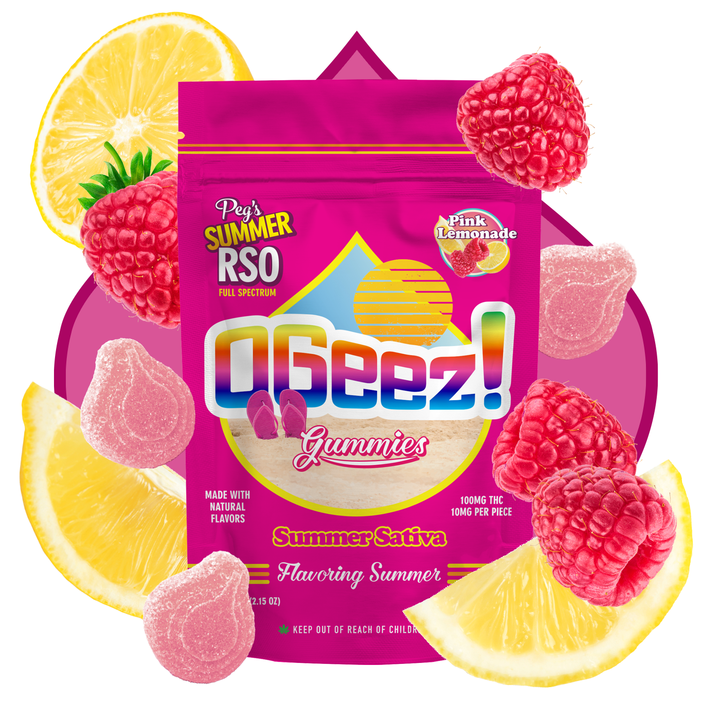 Photograph of product: OGeez! - Peg's Summer Pink Lemonade RSO - 100mg (10pcs)